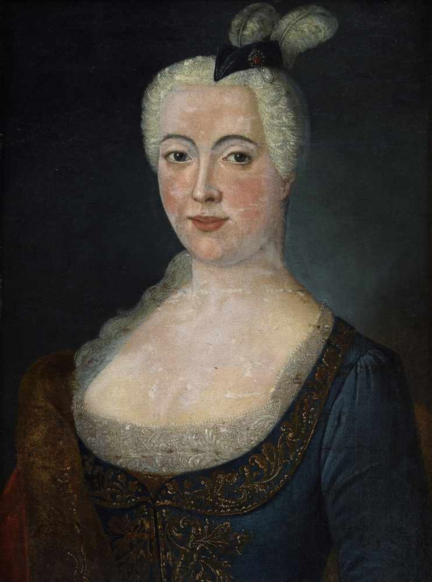 Portraitist des 18.Jh. "Charlotte Gräfin Spahr anno 1736", Öl/Lwd, rentoilliert, 59,5x45cm (m.R.