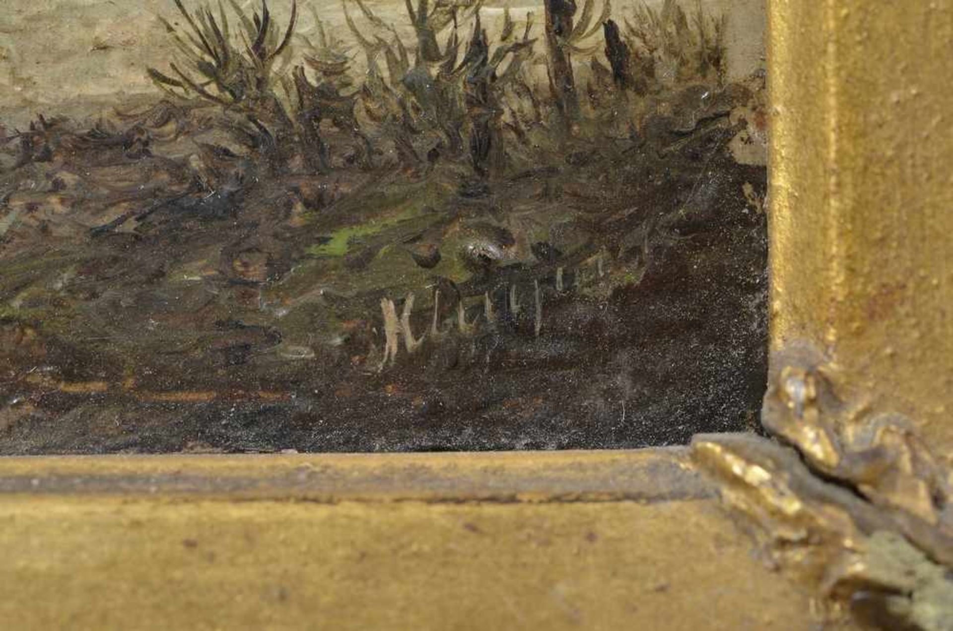 Kluyver, Pieter Lodewijk Francisco (1816-1900) "Weite Landschaft" Öl/Holz, u.r.sign., 13,5x17,5cm ( - Bild 3 aus 5