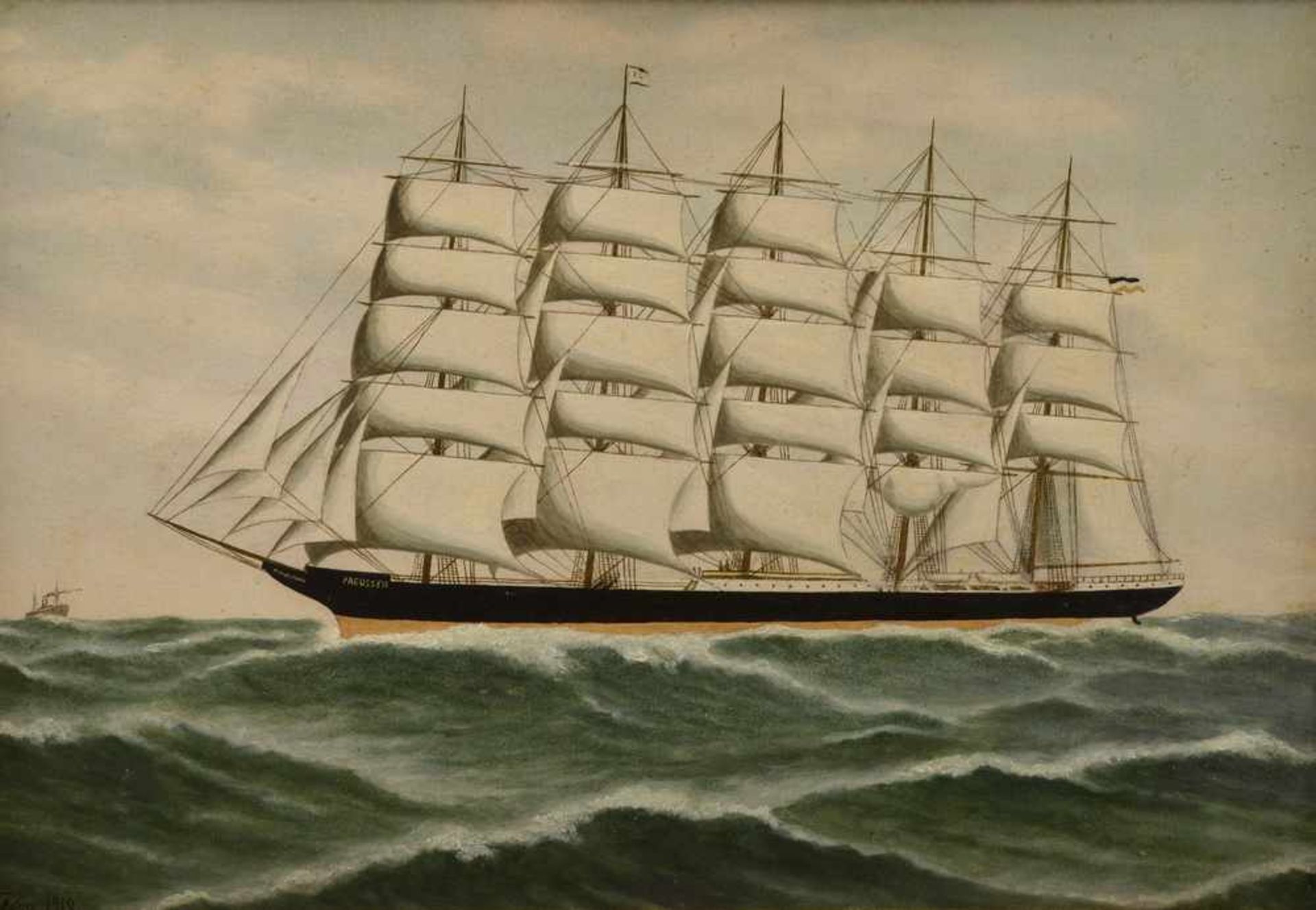 Arnesen, Vilhelm (1865-1945) "Fünfmast-Vollschiff Preussen, 1902 auf der Werft Johann C. Tecklenburg