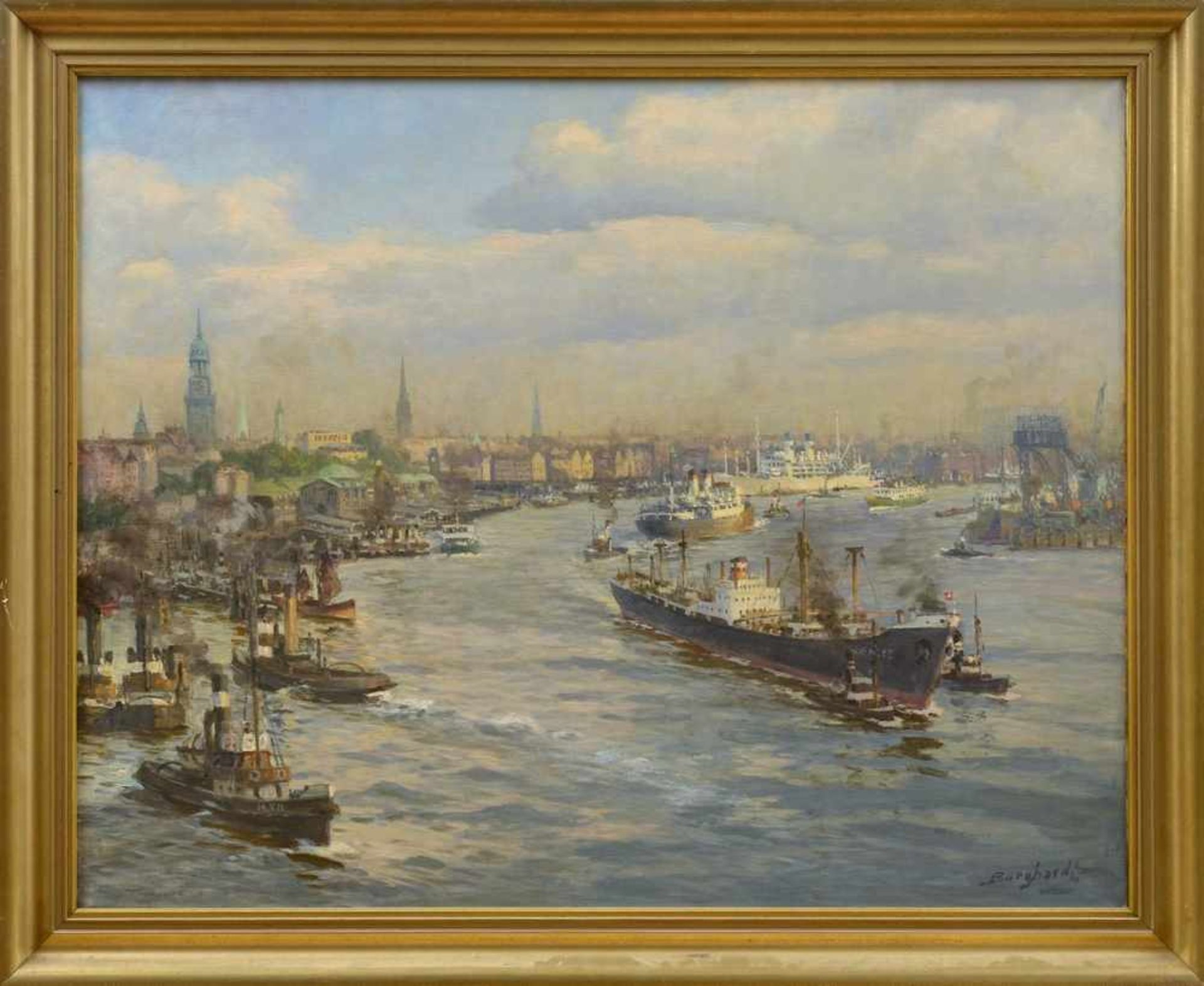 Burghardt, Gustav Paul (1875-1955) "Blick auf die Landungsbrücken in Hamburg aus der - Bild 2 aus 7