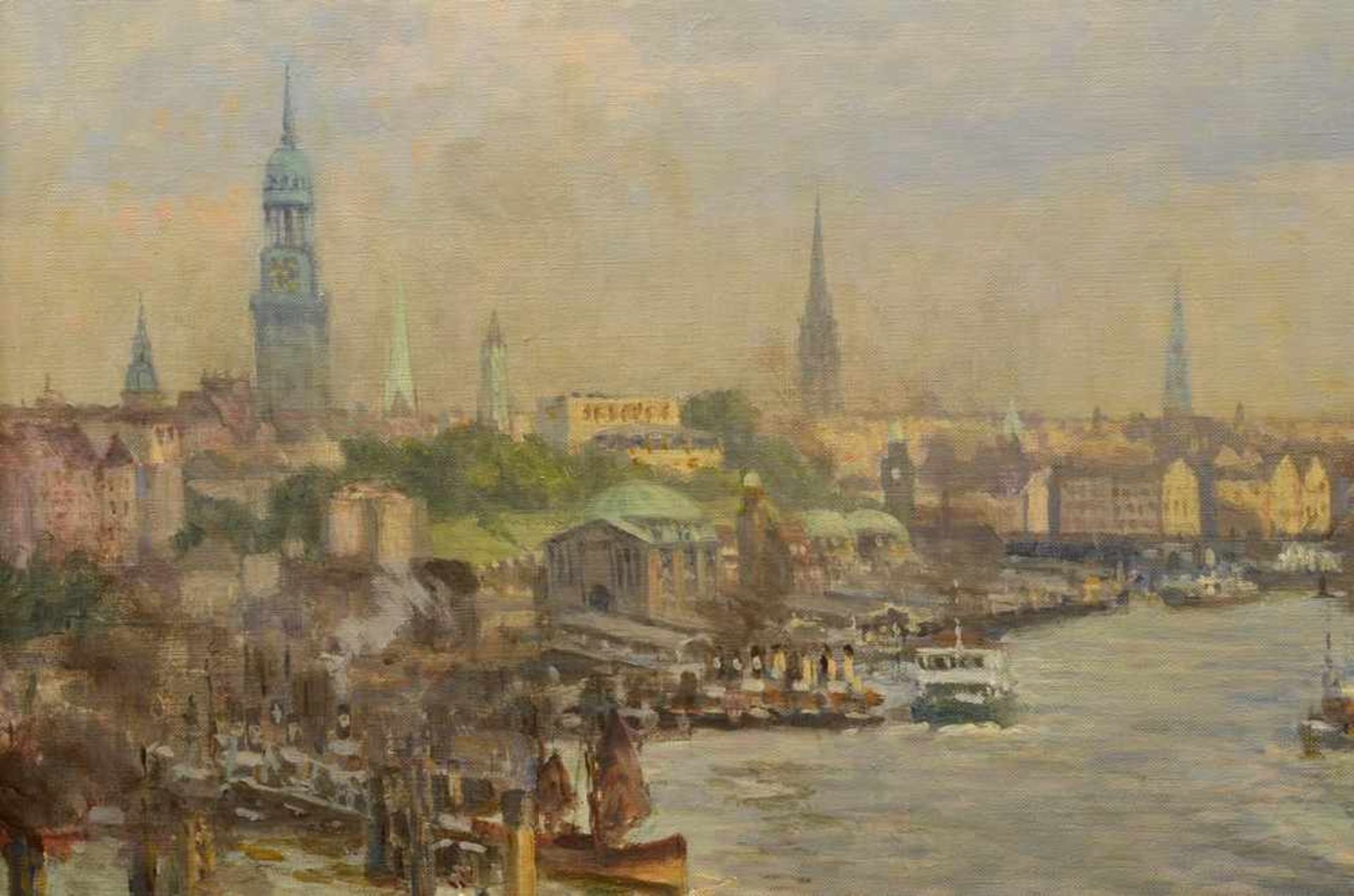 Burghardt, Gustav Paul (1875-1955) "Blick auf die Landungsbrücken in Hamburg aus der - Bild 6 aus 7