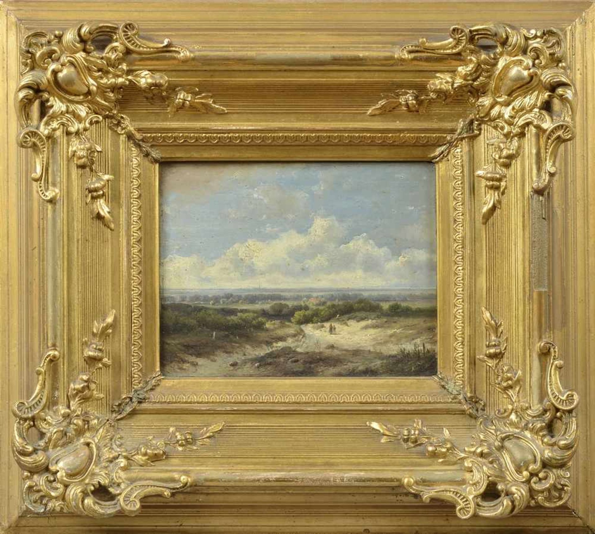 Kluyver, Pieter Lodewijk Francisco (1816-1900) "Weite Landschaft" Öl/Holz, u.r.sign., 13,5x17,5cm ( - Bild 2 aus 5