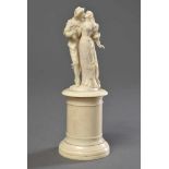 Elfenbein Dose "Faust und Gretchen", um 1880/90, H. 16cm, kl. Fehlstelle/rest. Ivory box ''Faust and