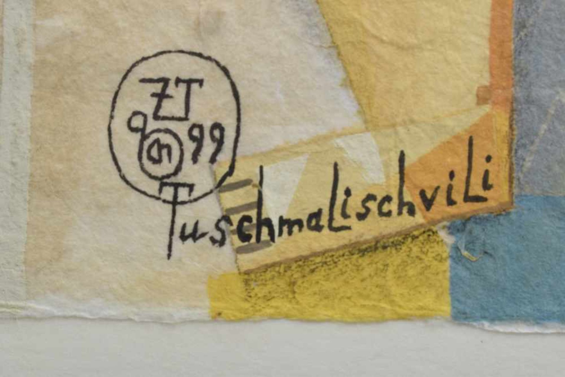 Tuschmalischvili, Zaza (*1960) "Komposition mit Köpfen und Akt" 1999, Aquarell/Papier, u.r.sign./ - Bild 3 aus 3
