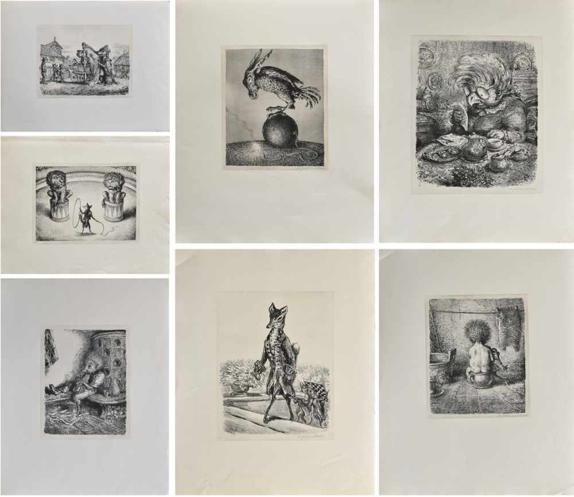 7 Diverse Weber, A. Paul (1893-1980) "Tierdarstellungen", u.r.sign., Griffelkunst, 50x64,5cm 7