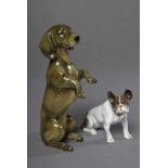 2 Diverse Rosenthal/Hutschenreuther Figuren "Dackel" und "Bulldogge", 1920/30er Jahre, 14,5/9,5cm