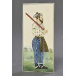 Indische Miniatur auf Elfenbein "Mogul Herrscher", 12,5x6cm Indian miniature on ivory ''Mogul