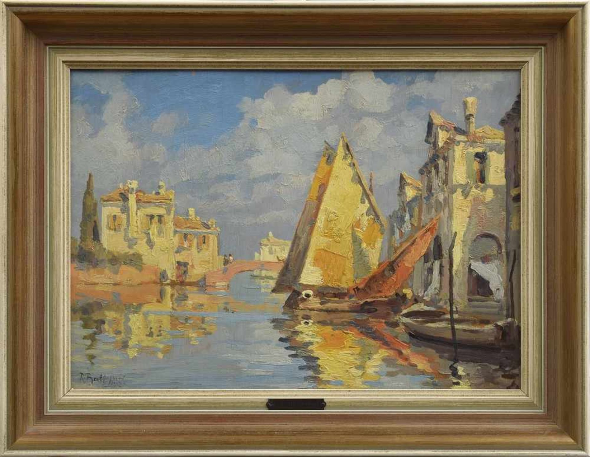 Baldessari, Roberto Iras (1894-1965) "Canale in Chioggia/Venezia", Öl/Holz, u.l.sign./verso - Image 2 of 4