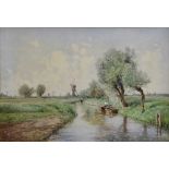 Lutteroth, Ascan (1842-1923) "Kanal im Alten Land", Aquarell/Papier, u.l. sign., 49x69cm (m.R.