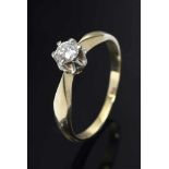 GG 585 Ring mit kleinem Brillantsolitär (ca. 0,22ct), 2,7g, Gr. 61 GG 585 ring with a small