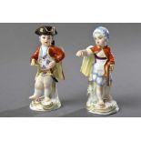 Paar Meissen Figuren "Verkleidete Amorette mit Fächer" und "Verkleidete Amorette mit Tabatiere", auf