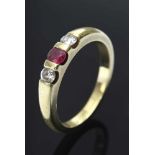 GG 585 Bandring mit 2 Brillanten und kleinem Rubin, 3,9g, Gr. 53 GG 585 band ring with 2