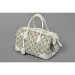 Louis Vuitton "Speedy Round" Tasche, Lack mit Stoffmonogramm in Gris Art Deco mit weißem Leder, LV