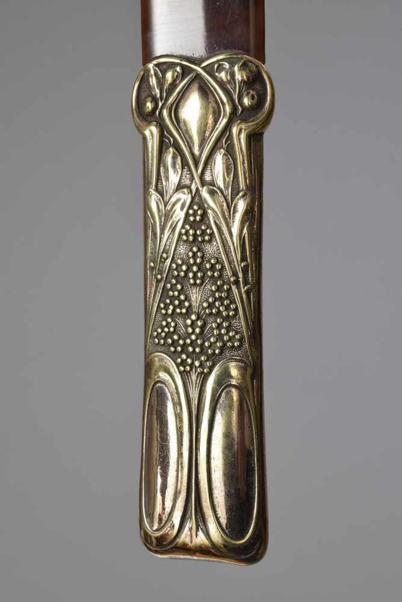 Jugendstil Schildpatt Brieföffner mit Messing Griff, um 1900, L. 26,5cm Art Nouveau tortoiseshell - Bild 2 aus 2