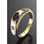Kleiner GG 585 Bandring mit Saphir, 3,7g, Gr. 50 Small GG 585 band ring with sapphire, 3,7g, size