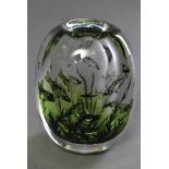 Dickwandige Orrefors Glas Vase "Fische", bez.: "Graal NO 7180 Hald", Entw.: Edward Hald, Schweden