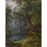 Oesterley, Carl (1839-1930) "Waldsee", 1902, Öl/Leinwand, u.l. sign./dat., 72,5x55cm (m.R. 104x86cm)