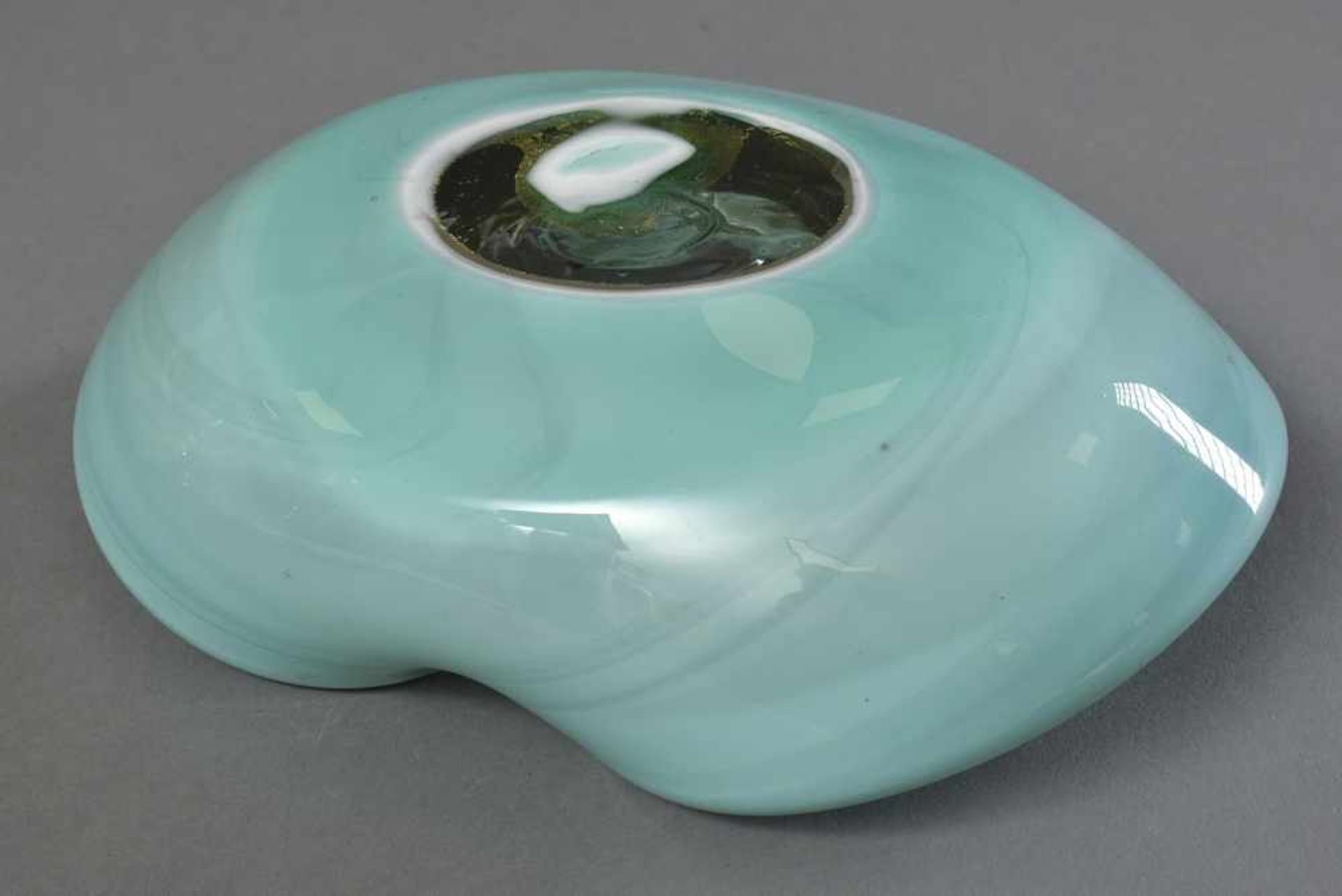Dickwandige organisch geformte Murano Schale mit braun und türkisfarbenem Überfangglas sowie - Image 2 of 2