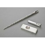 3 Diverse Teile: Federhalter, Reversvase und Zigarrenschneider, Silber 835/925, 36g, L. 5-16,5cm,