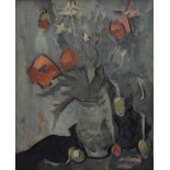 Unsigniert "Stillleben mit Mohn", Öl/Hartfaser, 59,5x49,5cm (m.R. 64x54cm) Unsigned ''Still Life