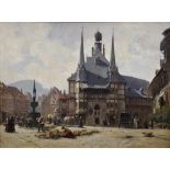 Hartmann, Hans (1845-1898) "Vor dem Rathaus von Wernigerode", 1892, Öl/Leinwand, unten rechts