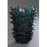 Fulvio Bianconi (1915-1996) Murano Vase "Ritagli" Vase in grün irisierendem Glas, Ausf. Venini/