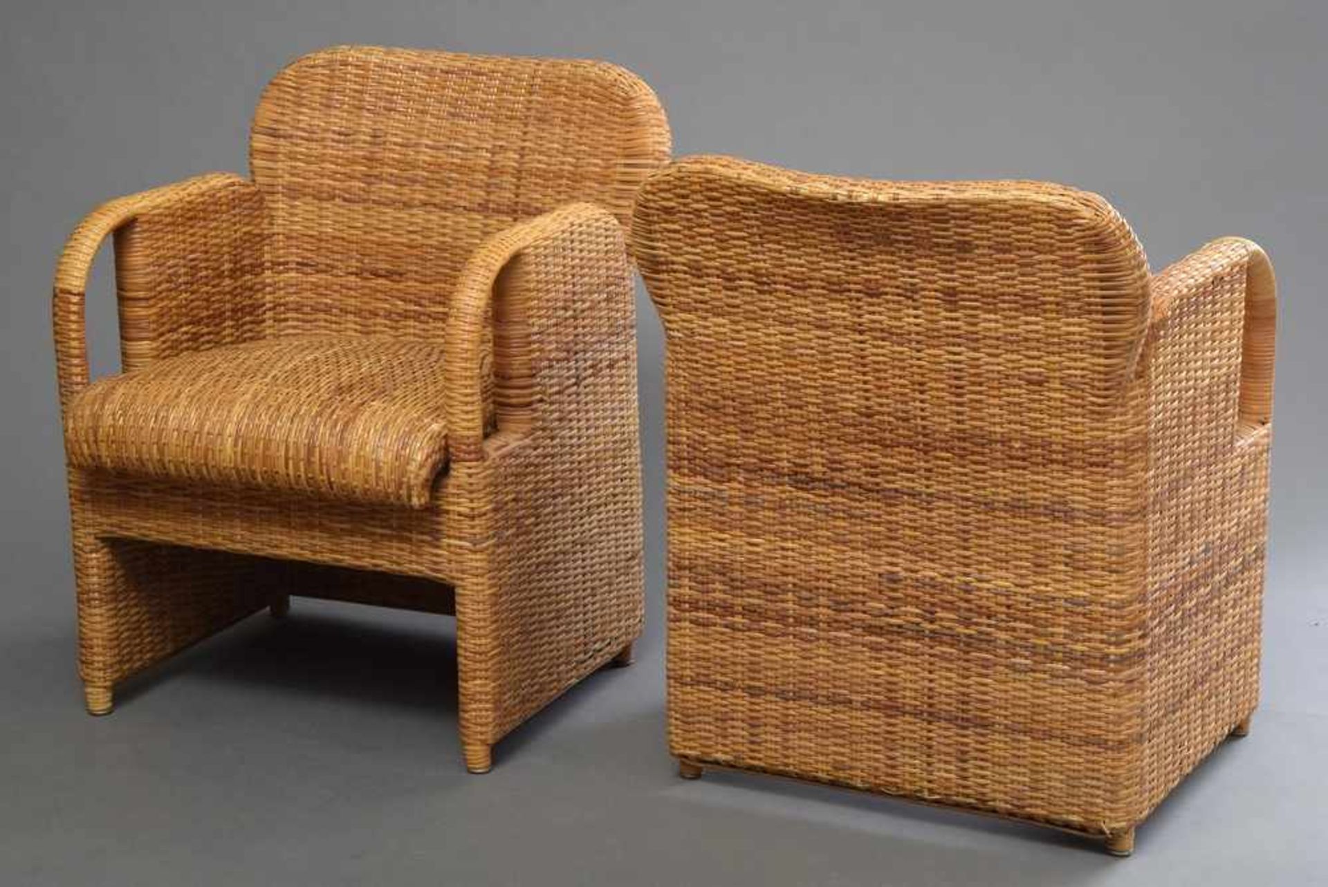 Paar "Tlinkit" Sessel, Entw.: Gae Aulenti 1991, Herst. Tecno, Rattangeflecht, 76x60x59cm, kleine - Bild 2 aus 2