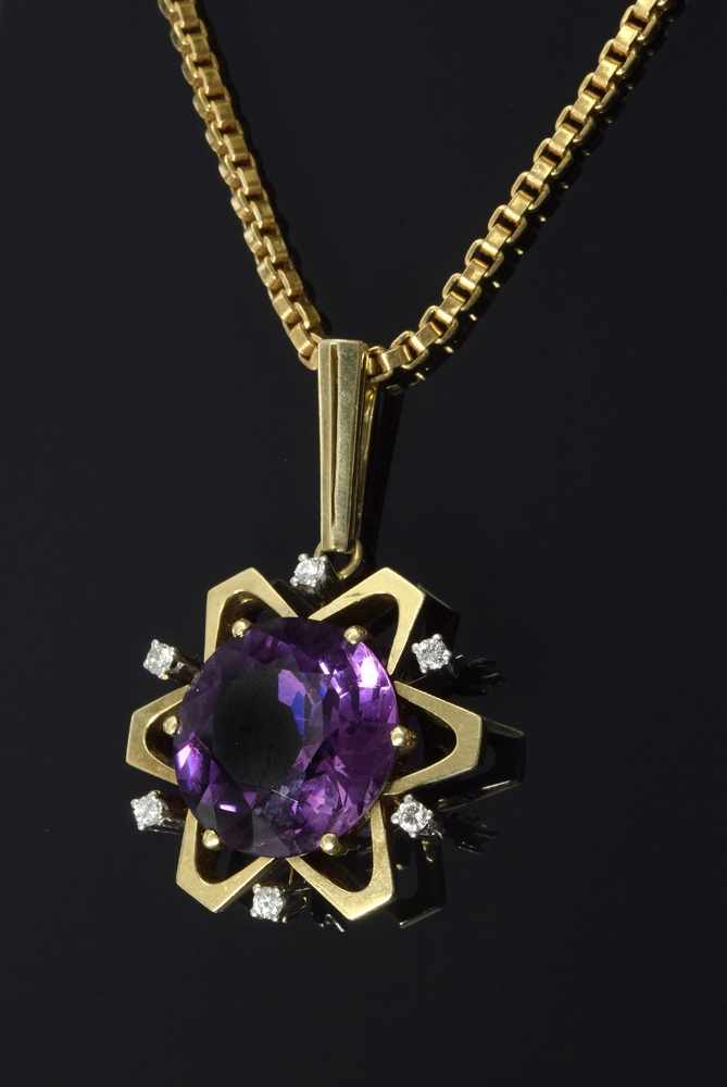 GG 750 Venezianerkette mit GG 585 Amethyst-Brillant Anhänger in Sternform, gesamt 25,8g, L. 14cm - Image 2 of 2