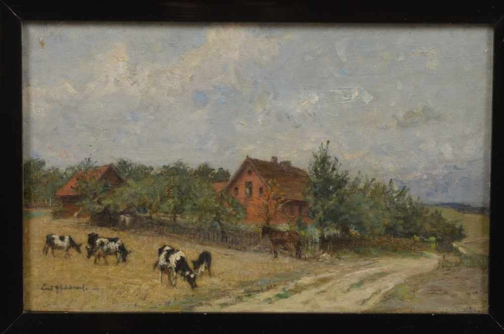 Hildebrandt, Ernst (1876-1942) "Forsthaus Jungingen", Öl/Holz, u.l.sign./verso betitelt, 30x47,