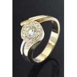 GG 585 Ring mit Brillant (ca. 0,40ct) in Diamantachtkantlunette, 5g, Gr. 53 GG 585 ring with