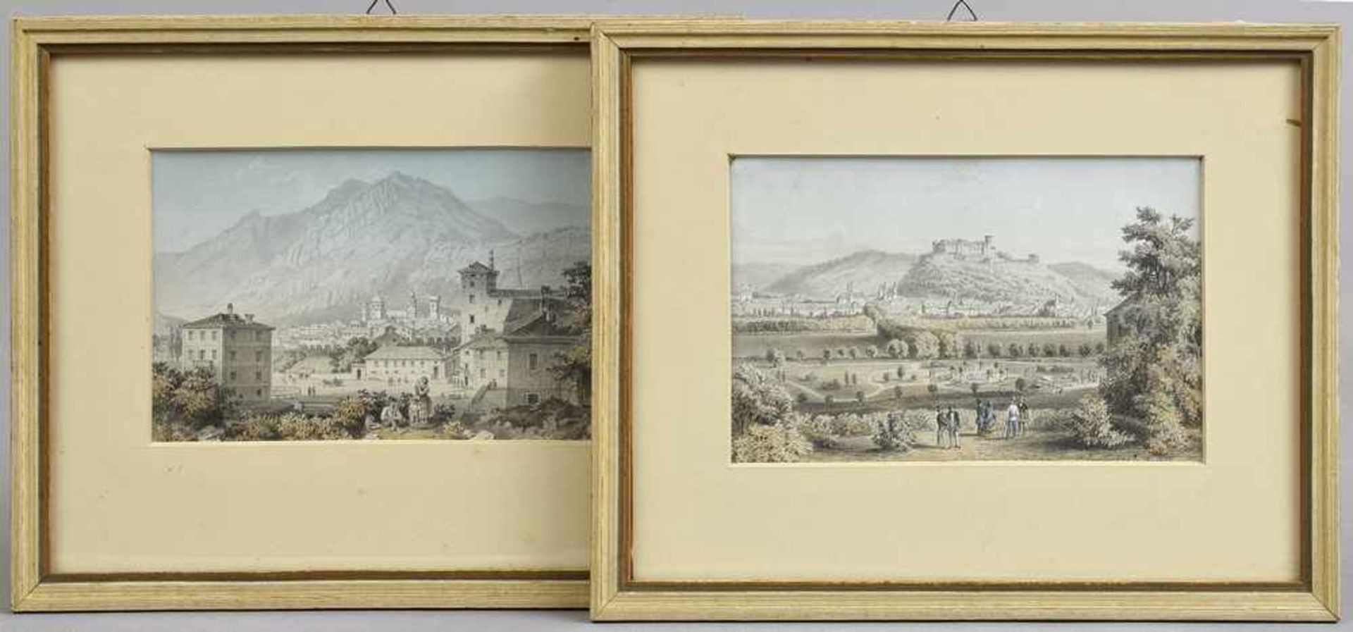 2 Diverse Lauterbach, H. (?) "Ansicht von Laibach" und "Ansicht von Trient" 1856/1858, colorierte