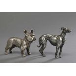 Diverse Figuren "Französische Bulldogge" und "Whippet", Metall versilbert, 20.Jh., H 5,5/6cm Various