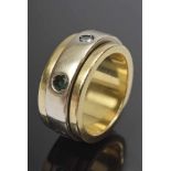 Breiter GG/WG 750 Ring in Piaget Stil mit 3 Brillanten und Farbsteinen, 15,7g, Gr. 51, Tragespuren