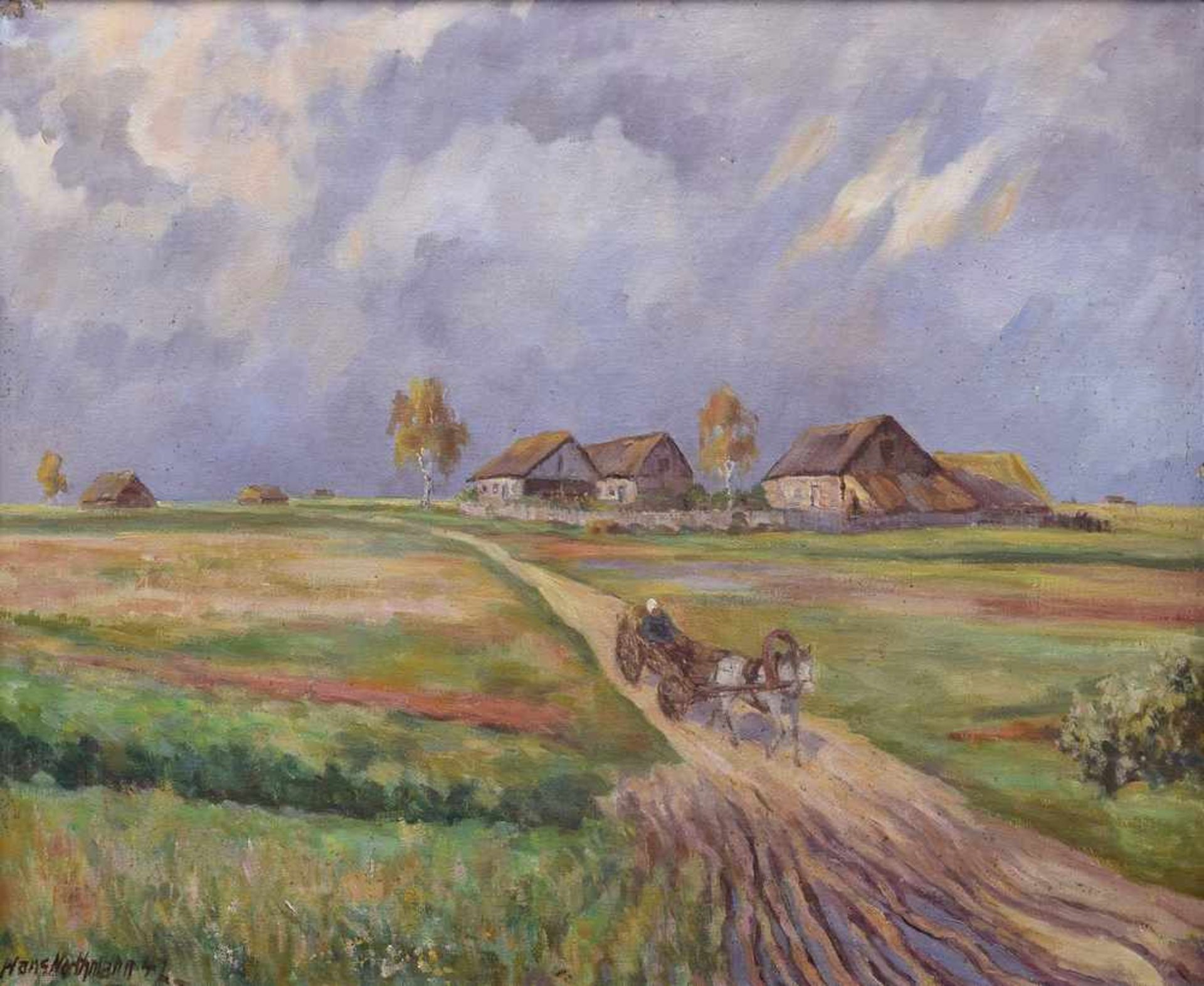 Northmann, Hans (1883-1972) "Russisches Dorf bei Smolensk" 1942, Öl/Leinwand, u.l.sign./dat. "Sept.