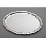 Ovales Tablett "Chippendale" mit Monogramm "S", Wilhelm Binder, Silber 835, 435g, 32x24,5cm Oval