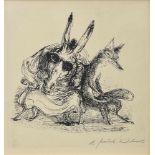 Weber, Paul A. (1893-1980) "Fuchs und Esel", Radierung, u.l.gestempelt, u.r.sign., 17,5x15,5cm (m.R.