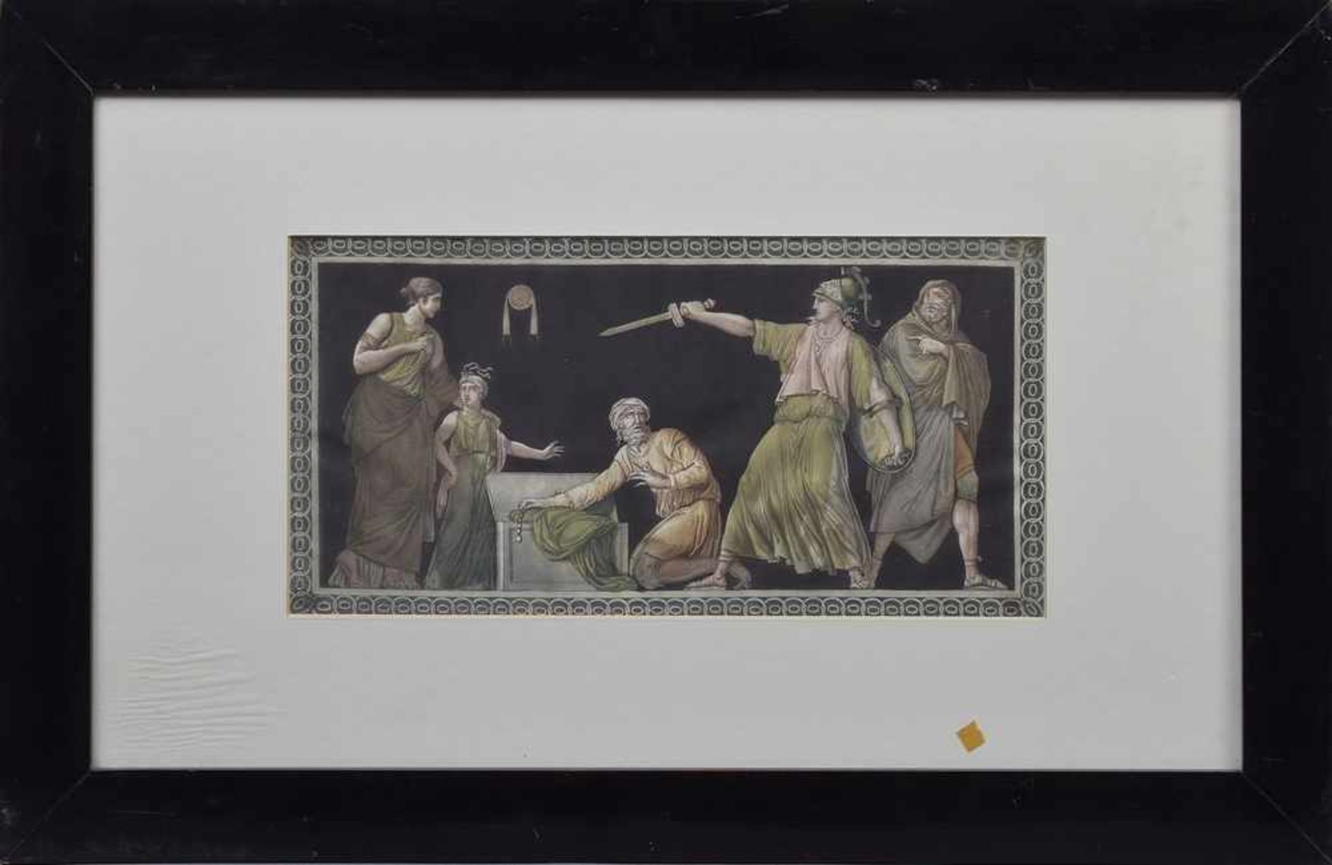 Seidendruck "Antike Szene", Anfang 19.Jh., 20x39,5cm (m.R. 44,5x69cm) Silk print ''antique - Bild 2 aus 2