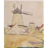 Odefey, Ernst (1882-1964) "Windmühle" 1928, Aquarell, u.l.sign./dat., 40,5x33,5cm, stark