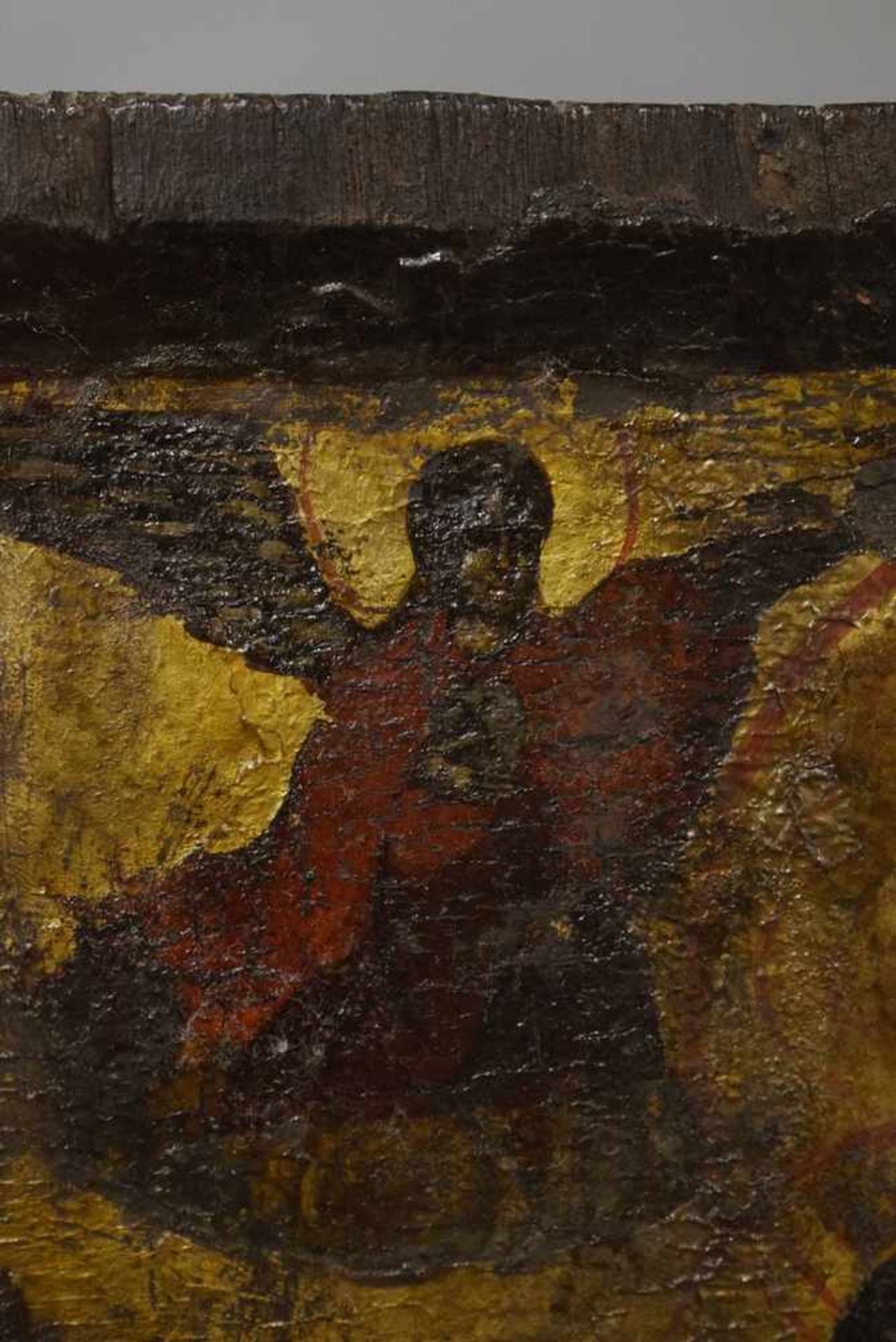 Ikone "Muttergottes und vier Heilige", Griechenland 2.Häfte 18.Jh., 43x30cm, in sehr verehrtem - Bild 6 aus 7