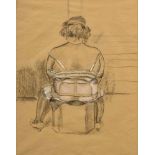 Tappert, Georg (1880-1957) "Frau im Mieder", Kohle/weiß gehöht/Papier, unsign., 45x35cm (m.R. 64,