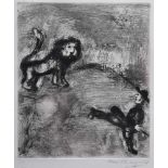 Chagall, Marc (1887-1985) "Le Lion et le Chasseur" 1959, aus "Die Fabeln La Fontaines", Radierung,
