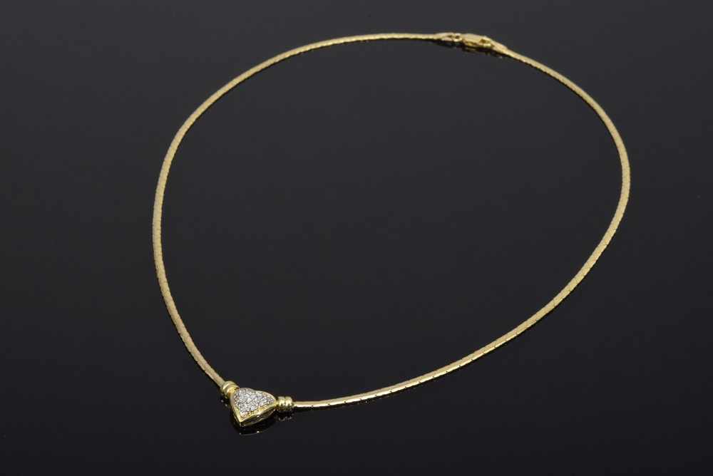 GG 585 Collier mit kleinem herzförmigen 8/8 Diamanten besetztem Mittelteil, 7,8g, L. 45cm YG 585 - Image 2 of 2