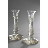 Paar Kristall-Leuchter, um 1930, H. 20cm Pair of crystal candlesticks, around 1930, h. 20cm