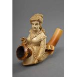 Meerschaum Pfeifenkopf "Halbbüste Dame", Klebeetikett "Christies", H. 7cm, L. 8cm, ohne Mundstück