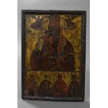 Ikone "Muttergottes und vier Heilige", Griechenland 2.Häfte 18.Jh., 43x30cm, in sehr verehrtem