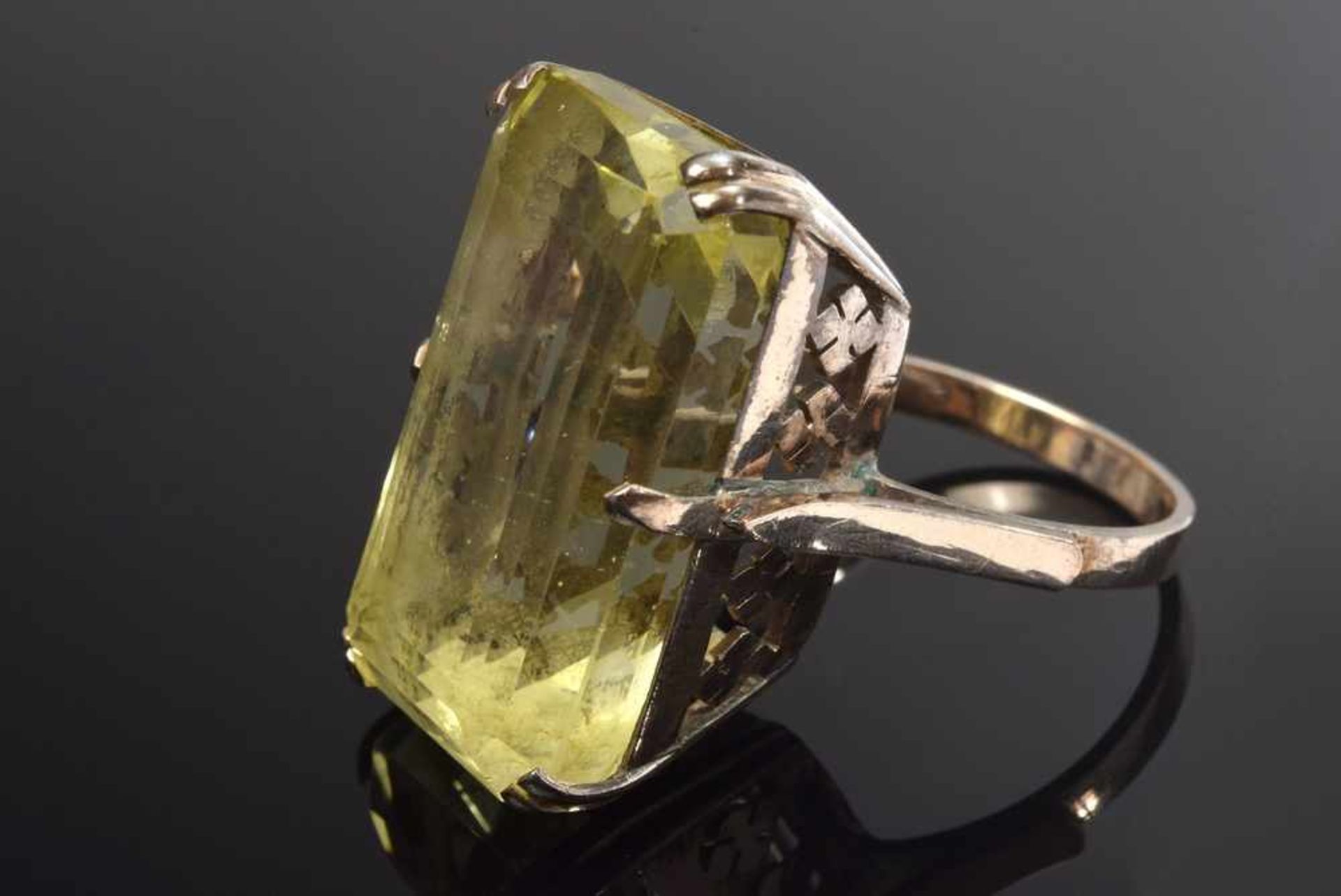 GG 333 Ring mit rechteckigem Zitronenquarz, Gr. 60,5 YG 333 Ring with rectangular lemon quartz, size