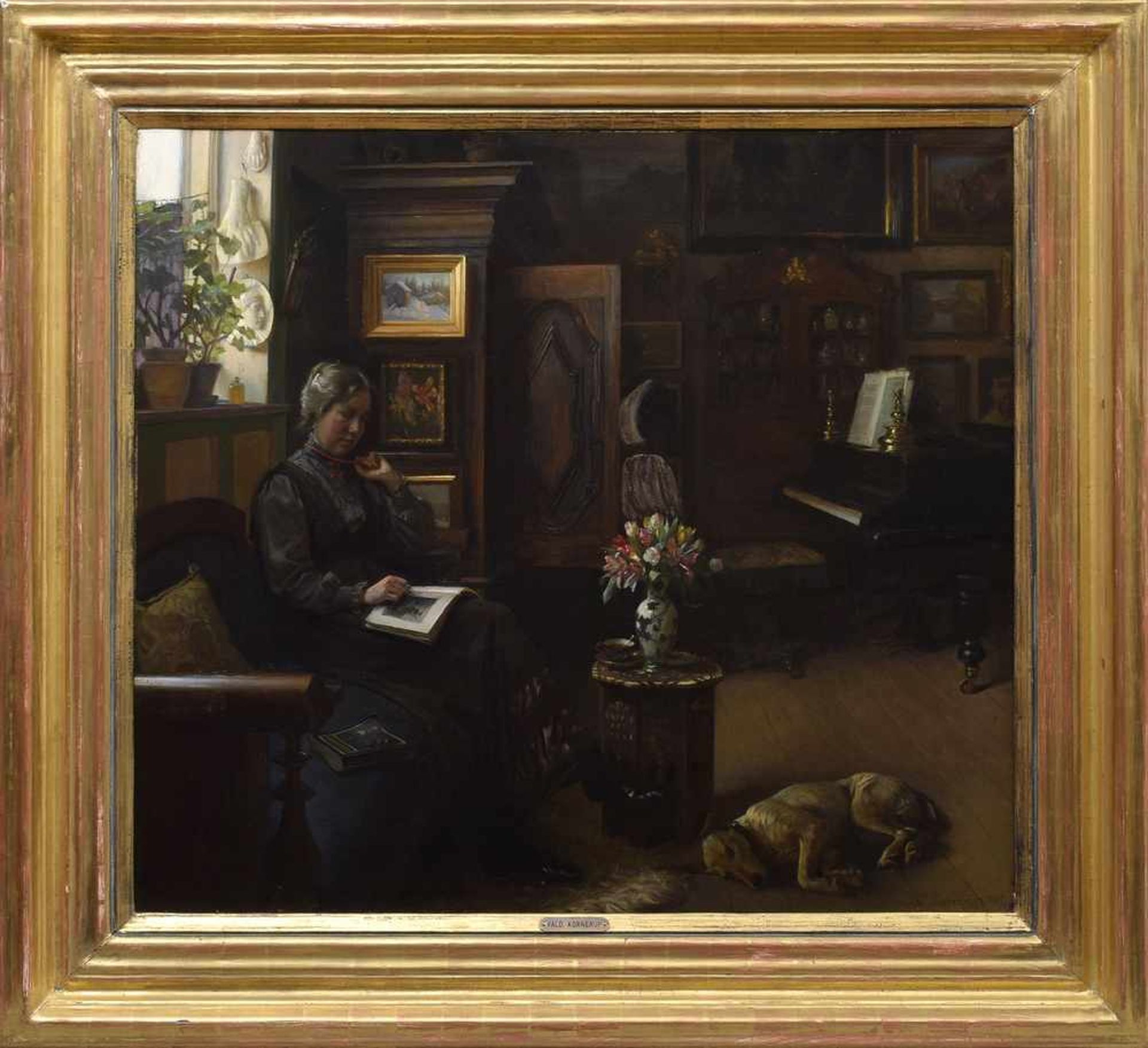 Kornerup, Valdemar (1865-1924) "Interieur mit lesender Frau" 1917, Öl/Leinwand, u.r.sign./dat., - Bild 2 aus 10