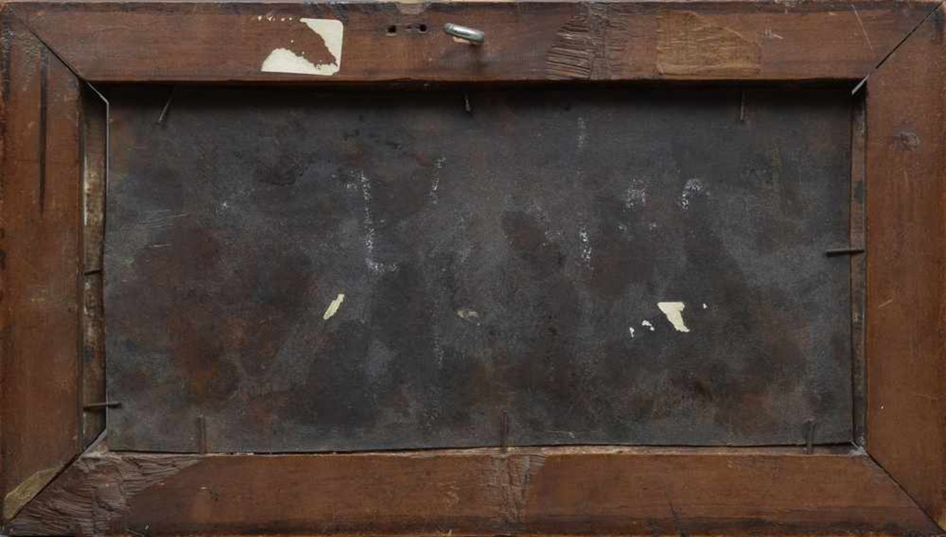 Maler des 18.Jh. "Herkules im Kampf mit dem Nemeischen Löwen", Öl/Kupfer, 9,5x20cm (m.R. 14x25,5cm), - Bild 3 aus 3