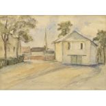 Tappert, Georg (1880-1957) "Straßenecke", Blei/aquarelliert/Papier, u.r.sign., 25x35cm (m.R. 44x53,