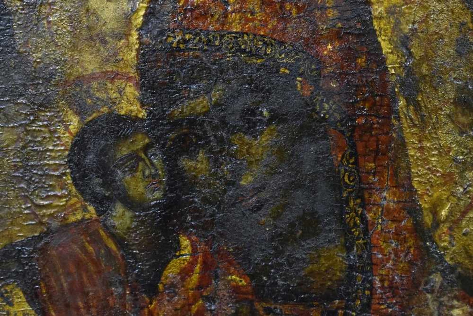 Ikone "Muttergottes und vier Heilige", Griechenland 2.Häfte 18.Jh., 43x30cm, in sehr verehrtem - Bild 3 aus 7